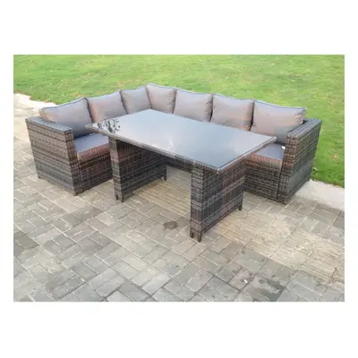 Fimous Wicker Patio Rattan Corner Sofa Set Garden Furniture Armchair Table