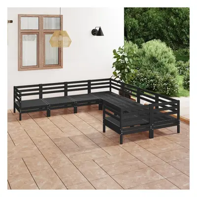 vidaXL Garden Lounge Set Outdoor Lounge Set Piece Solid Wood Pine Black