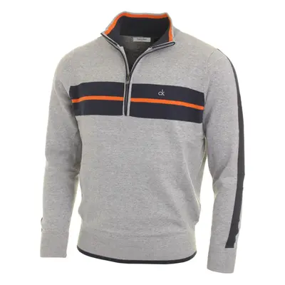 (M, Silver) Calvin Klein Golf Mens CK Vertex Half Zip Neck Sweater Pullover