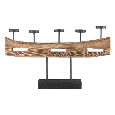 Candle Holder GUATEMALA Wood Light Wood Black