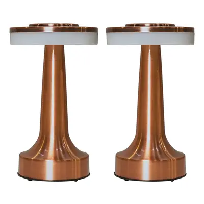 Set of Contemporary Petite Wireless Portable Outdoor Garden Copper Dumbbell Touch Table Lamps wi