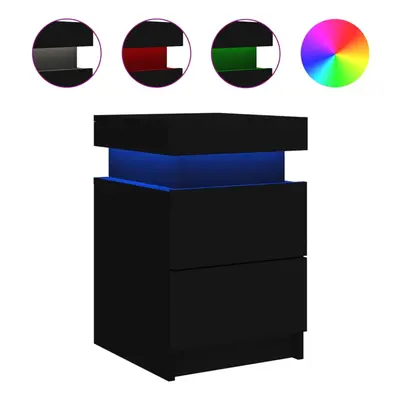 (black, pcs) vidaXL Bedside Cabinets with LED Lights Nightstand Bed Cabinet Side Table