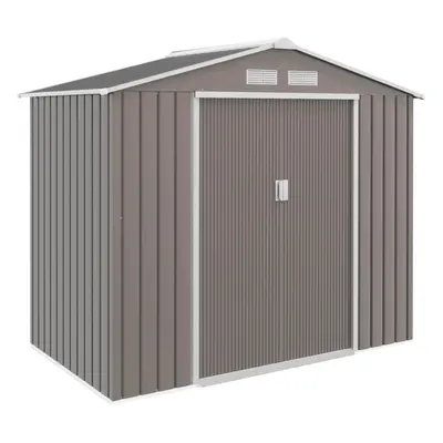 Outsunny x 4ft Garden Shed Storage with Foundation Kit and Vents, Grey