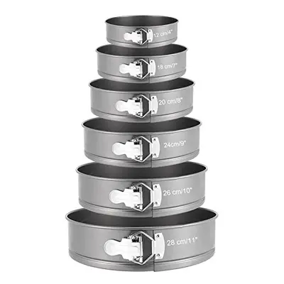 6 Pieces Cake Tin Set, 7" 8" 8.5" 9" 10" 11" Non-Stick Springform Bakeware Tin Set Leakproof Rou