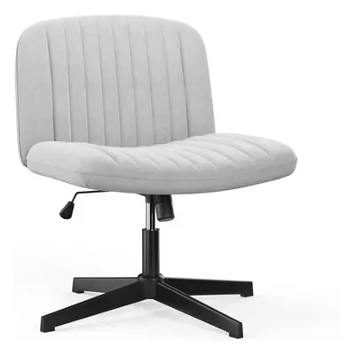 (Grey) Armless Velvet Swivel Office Chair