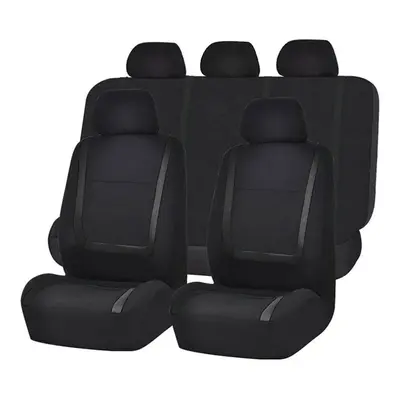 (Black) Pieces Set Fine-quality Front Rear Mesh Auto Luxury Cloth Leather