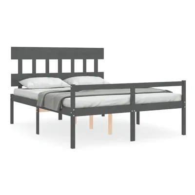 (grey, x cm) vidaXL Bed Frame with Headboard Home Bed Base Honey Brown King Size Solid Wood