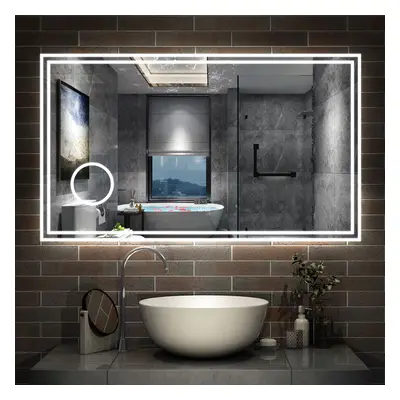 (1200x700mm) LED Bathroom Mirror Demister/Dimmable/Blutooth/Magnifier/Clock