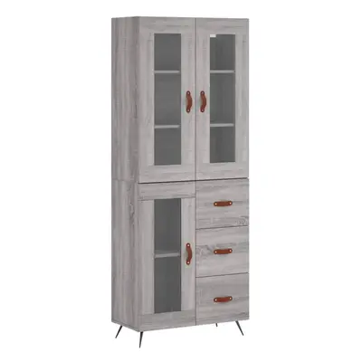 (grey sonoma, glass door drawers) vidaXL Highboard Sideboard Tall Storage Cabinet Side Cabinet E