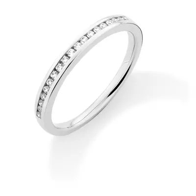 Jewelco London 18ct White Gold Diamond 0.15ct Eternity Wedding Band Ring - 2.4mm - RBNR02705