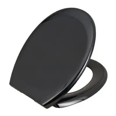 Euroshowers BLACK ONE SEAT Soft Close Toilet Seat with ONE BUTTON Quick Release Hinges