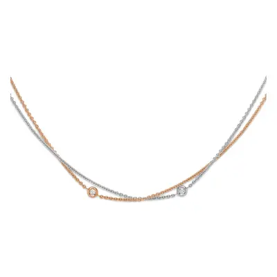 Jewelco London 18ct 2-Colour Gold Diamond By The Inch Donut Necklace 0.15ct - CWNR02147-17