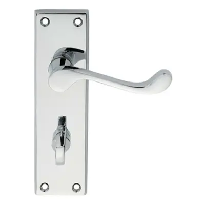 PAIR Victorian Scroll Lever on Bathroom Backplate x 43mm Polished Chrome