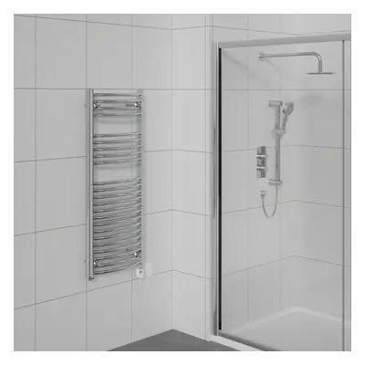 WarmeHaus Curved Electric Heated Towel Rail Pre-filled Thermostatic Bathroom Towel Radiator Chro