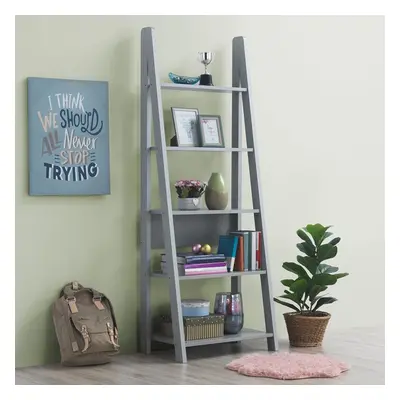 Riva Scandinavian Retro Ladder Bookcase Shelving Shelf Unit Grey Tier