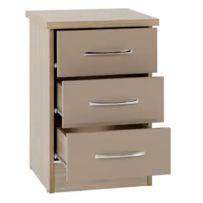 Nevada Drawer Bedside Chest Oyster Gloss/Light Oak Effect Veneer