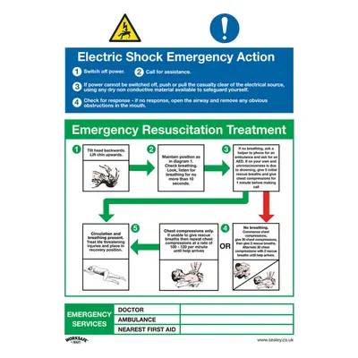 10x ELECTRIC SHOCK ACTION Health & Safety Sign Rigid Plastic x 600mm Warning