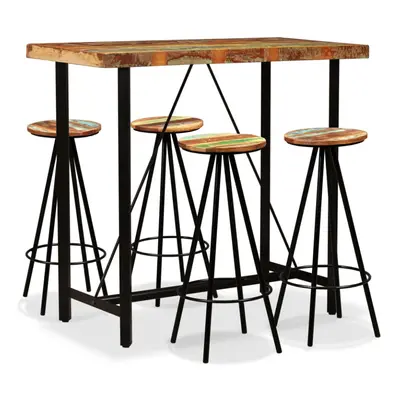 (5 piece) vidaXL Bar Set Kitchen Furniture Dining Table and Stool Solid Reclaimed Wood