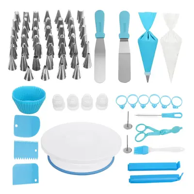 (Type C) 182Pcs Cake Decorating Set Turntable Icing Nozzles Pen Spatula Stand Tools