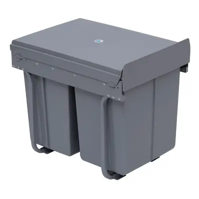 HOMCOM Recycle Waste Bin 40L Sorter Kitchen Recycle Waste Bin Pull ABS Silver