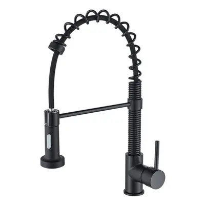 (Black, 9/16) Kitchen Faucet With Pull Down Sprayer Commercial Spring Sink Single Handle Hot Col