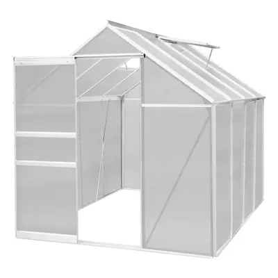 (6ft x 8ft, Without) Polycarbonate Greenhouse Silver Aluminium Walk In