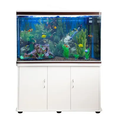 Fish Tank Cabinet With Accessories - White | Complete Aquarium Kit