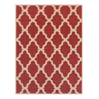 (Trellis - Red, x cm) Non Slip Outdoor/Indoor Flatweave Rugs Patio garden Small Extra Large Mats