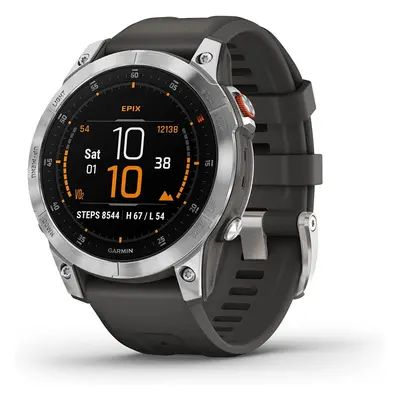 Garmin epix 2, Premium Active Smartwatch, Slate and Stainless Steel with Silicone Band Black