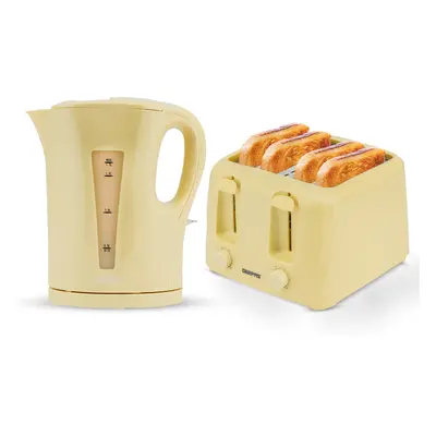 (Beige) Geepas Electric Kettle & Slice Bread Toaster Set