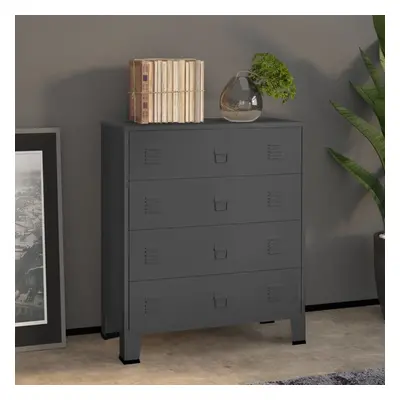 vidaXL Industrial Drawer Cabinet Anthracite Metal Storage Cabinet Sideboard