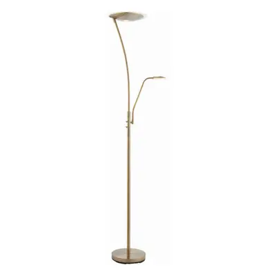 Floor Lamp Light Antique Brass & Frosted Plastic 18W LED & 6W LED