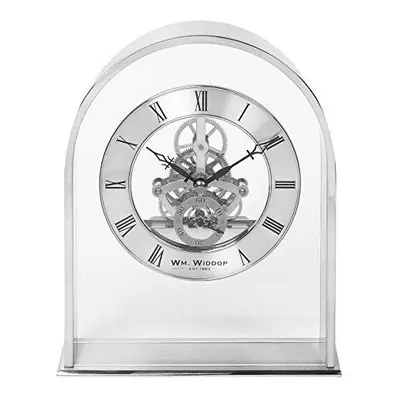 Silver Arch Mantel Clock with Skeleton Mvmnt