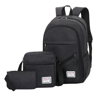 (Black) Pcs Backpack School Bag Laptop Bag Canvas Cross body Bags Camping Travel Handbag Pen Bag