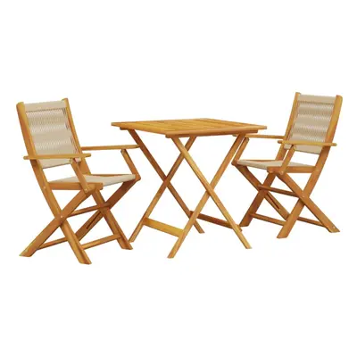 vidaXL Bistro Set Piece Outdoor Bar Set Beige Polypropylene and Solid Wood