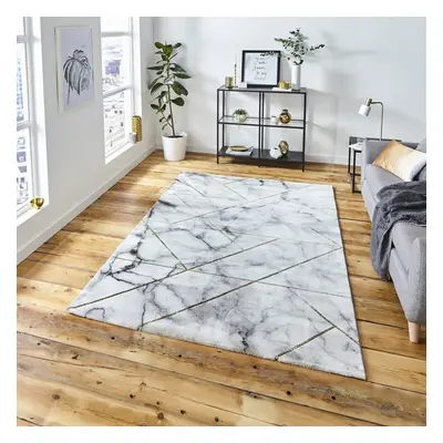 (120x170cm) Craft Marble Effect Rugs in Ivory Gold Dense Soft Mats