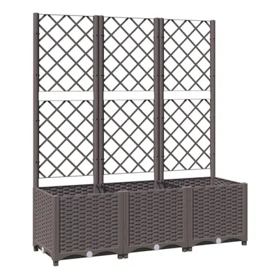 vidaXL Garden Planter with Trellis Brown PP Outdoor Raised Bed Flower Box