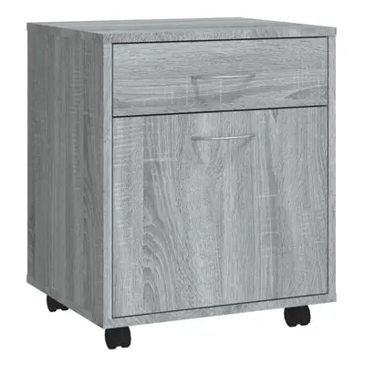 (grey sonoma) vidaXL Rolling Cabinet Engineered Wood Drawer Rolling Cabinet Multi Colours