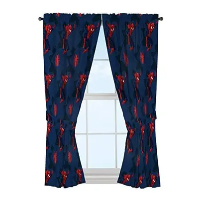 Marvel Spiderman Classic Saving The Day 63" Decorative Curtain/Drapes 4-Piece Set (2 Panels, Tie