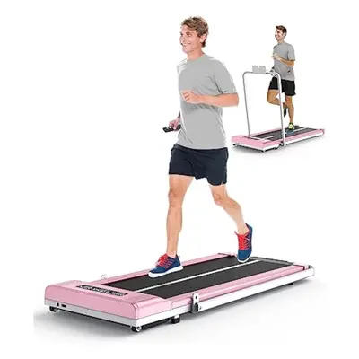 (Pink, without Handrail) Q2 Under Desk Folding Walking Pad Treadmill