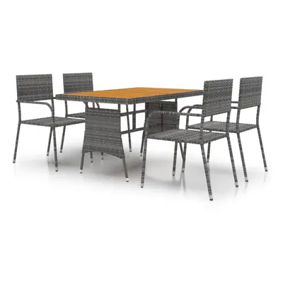 (grey, piece) vidaXL Outdoor Dining Set Poly Rattan Garden Table Chair Black/Grey 5/7 Piece