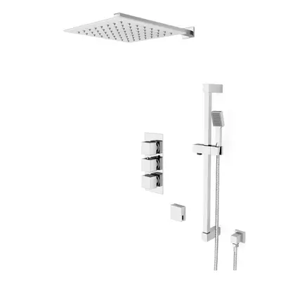 Nes Home Way Concealed Thermostatic Shower Mixer Valve, Shower Head, Slider Rail, Bath Filler Se