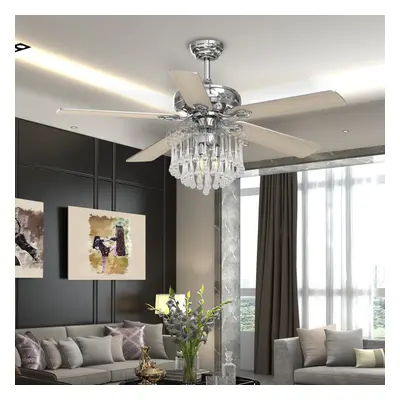 52" Crystal Chrome Ceiling Fan Light Fixture Remote Control