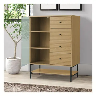 4-Tier Wooden Storage Cabinet with Bottom Shelf