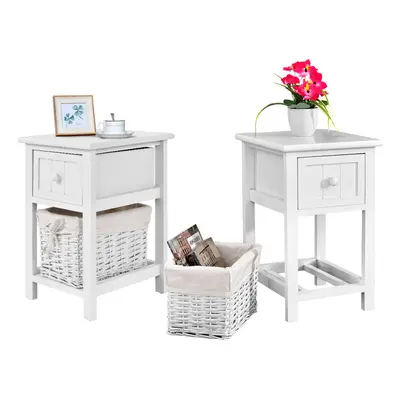 Set of Chest of Drawers Side Table Beside Table Nightstand w/ Baskets