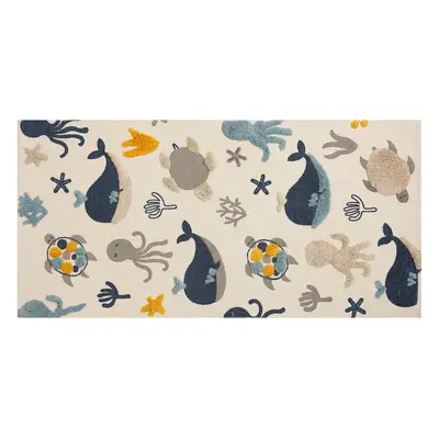 Cotton Kids Rug Animal Print x cm Multicolour PORSEA