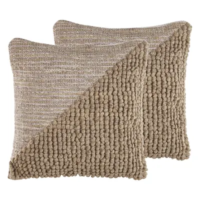 Set of Cushions ASLANAPA Boucle x cm Solid Beige