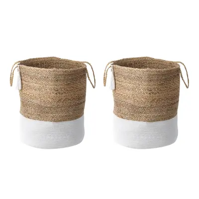 Set of Jute Baskets White and Beige GAJAR