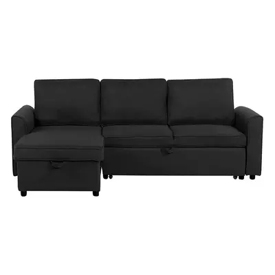 Right-Hand Corner Sofa NESNA Black Fabric Right Hand