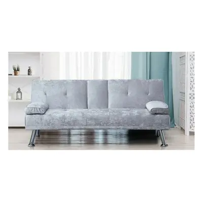 (Silver) COMFY-LIVING Verona Crushed Velvet Sofa Bed